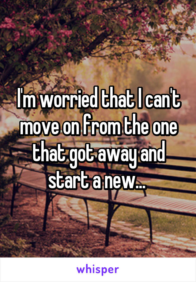 I'm worried that I can't move on from the one that got away and start a new... 