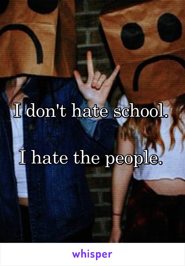 I don't hate school. 

I hate the people. 