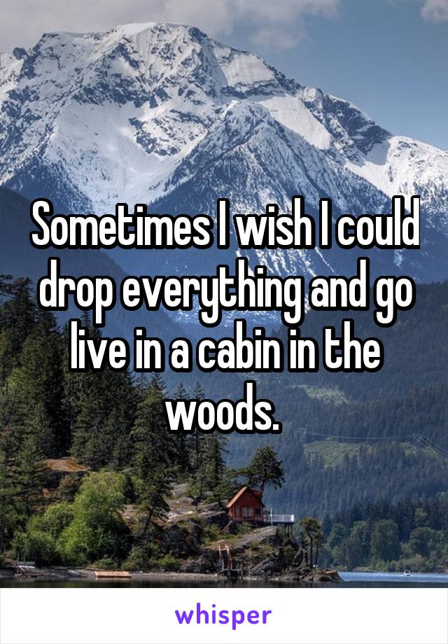 Sometimes I wish I could drop everything and go live in a cabin in the woods. 