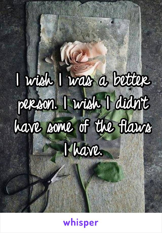 I wish I was a better person. I wish I didn't have some of the flaws I have.