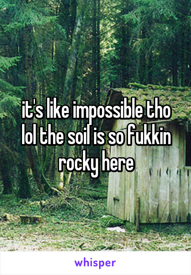 it's like impossible tho lol the soil is so fukkin rocky here
