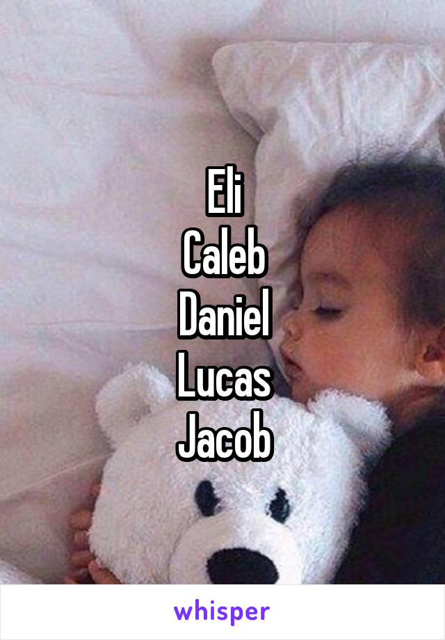 Eli
Caleb
Daniel
Lucas
Jacob