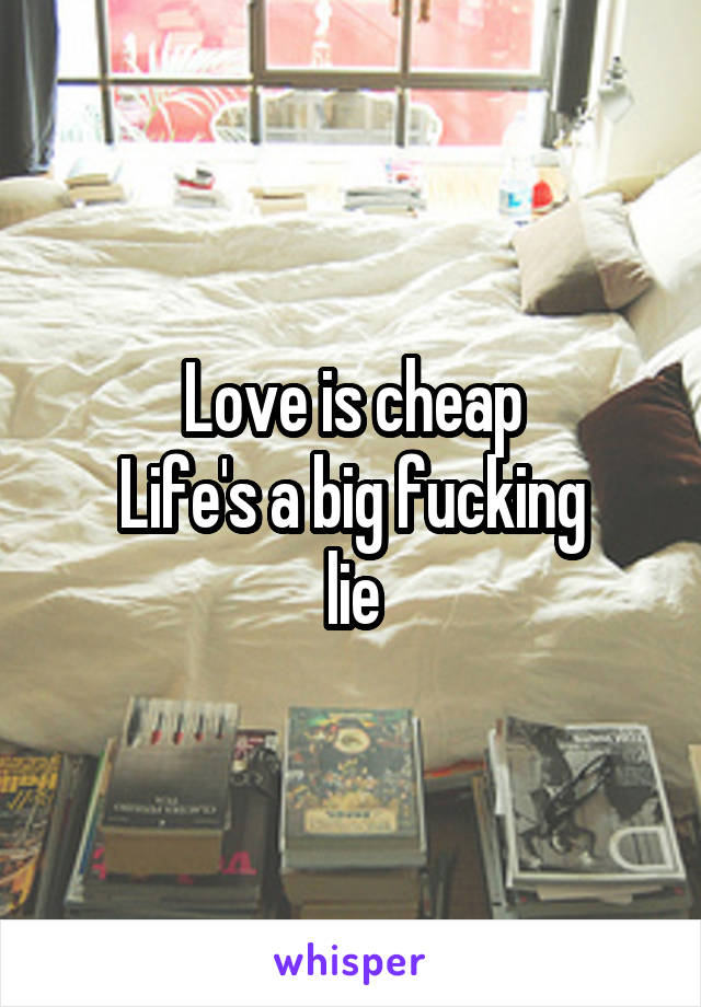 Love is cheap
Life's a big fucking
lie