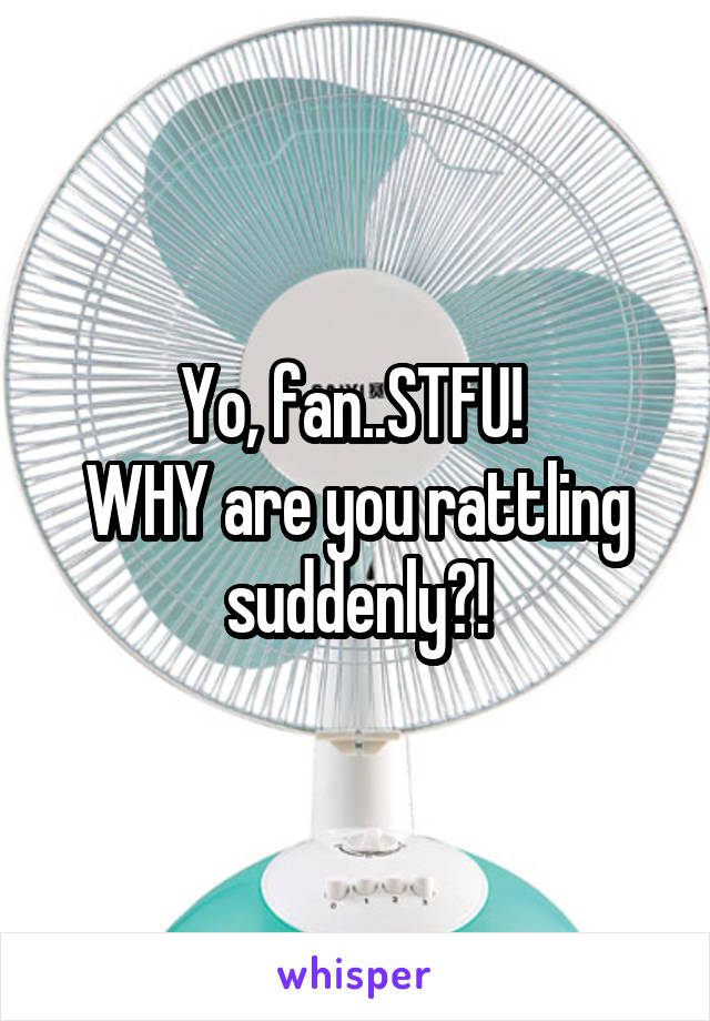 Yo, fan..STFU! 
WHY are you rattling suddenly?!