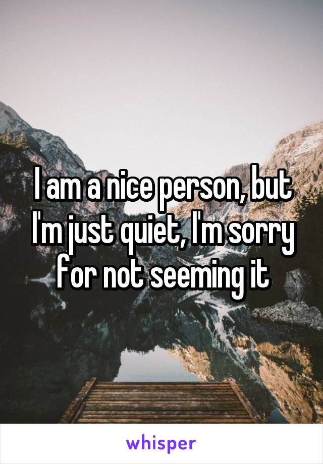 I am a nice person, but I'm just quiet, I'm sorry for not seeming it