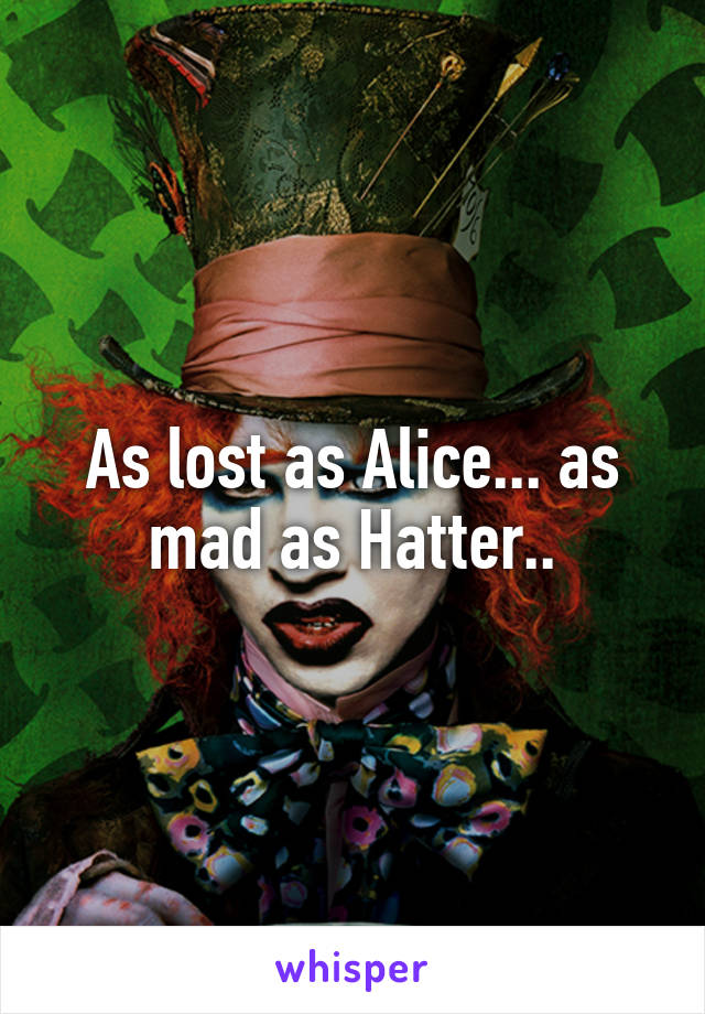 As lost as Alice... as mad as Hatter..