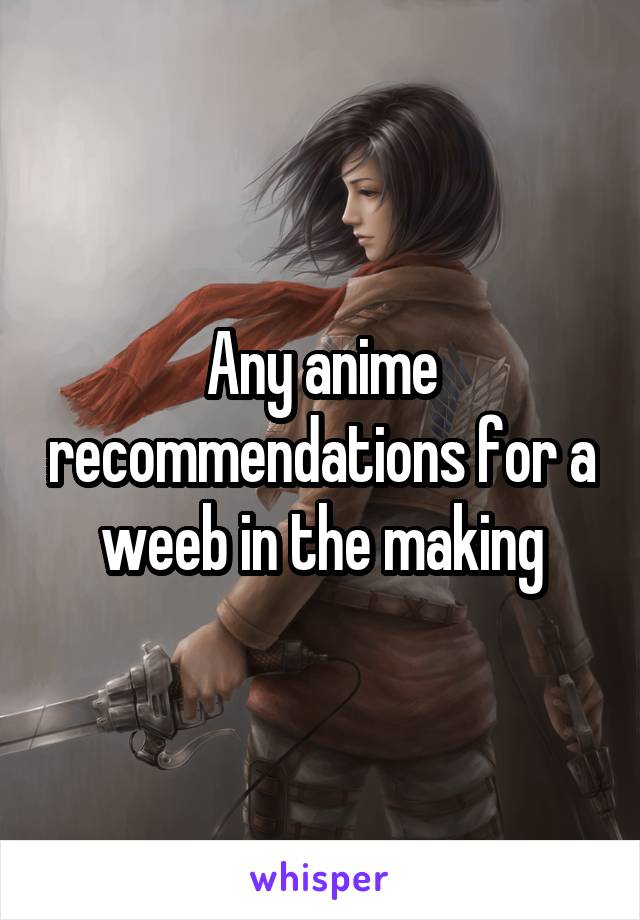 Any anime recommendations for a weeb in the making