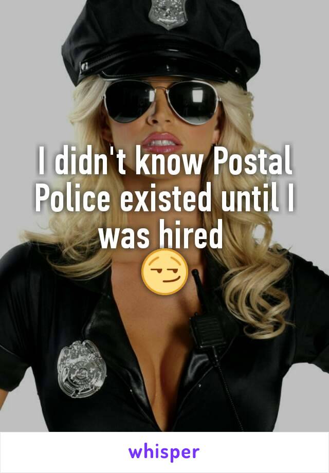 I didn't know Postal Police existed until I was hired 
😏
