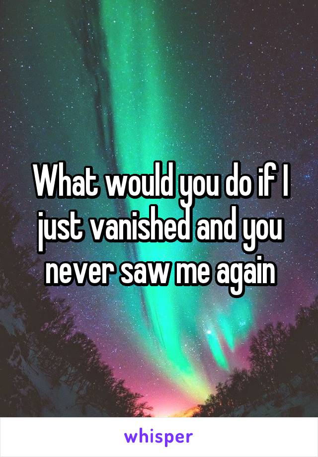 What would you do if I just vanished and you never saw me again