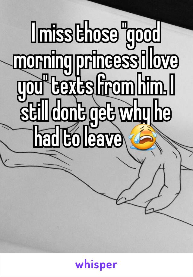 I miss those "good morning princess i love you" texts from him. I still dont get why he had to leave 😭