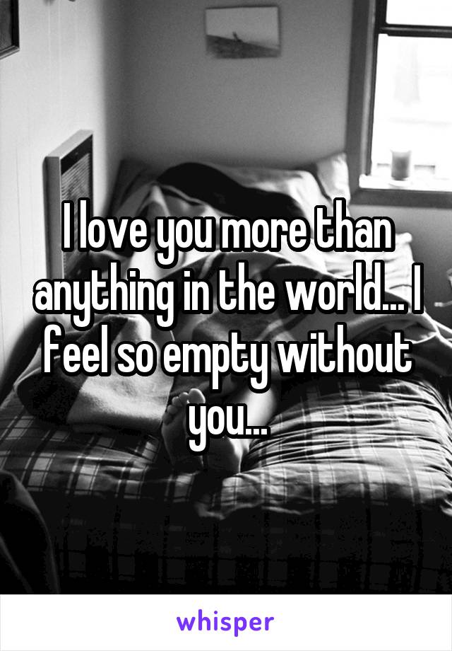 I love you more than anything in the world... I feel so empty without you...