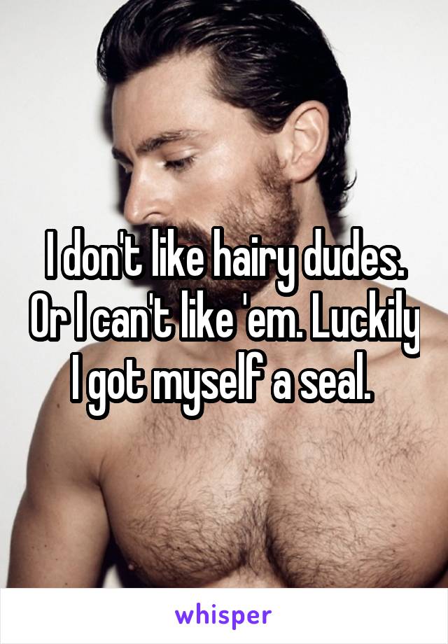 I don't like hairy dudes. Or I can't like 'em. Luckily I got myself a seal. 