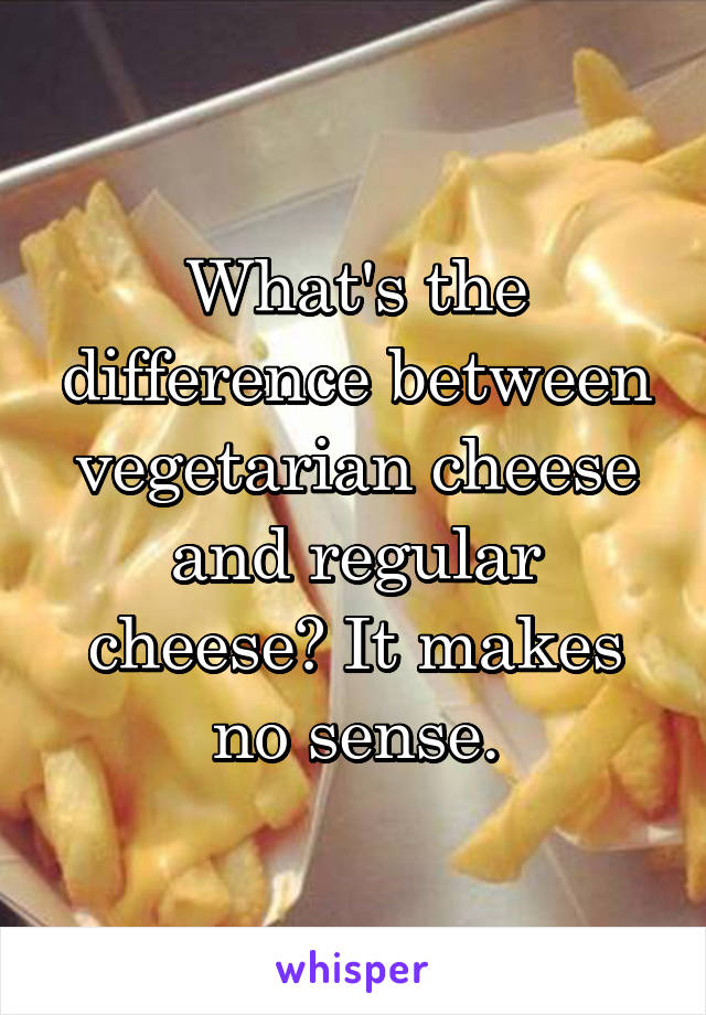 What's the difference between vegetarian cheese and regular cheese? It makes no sense.