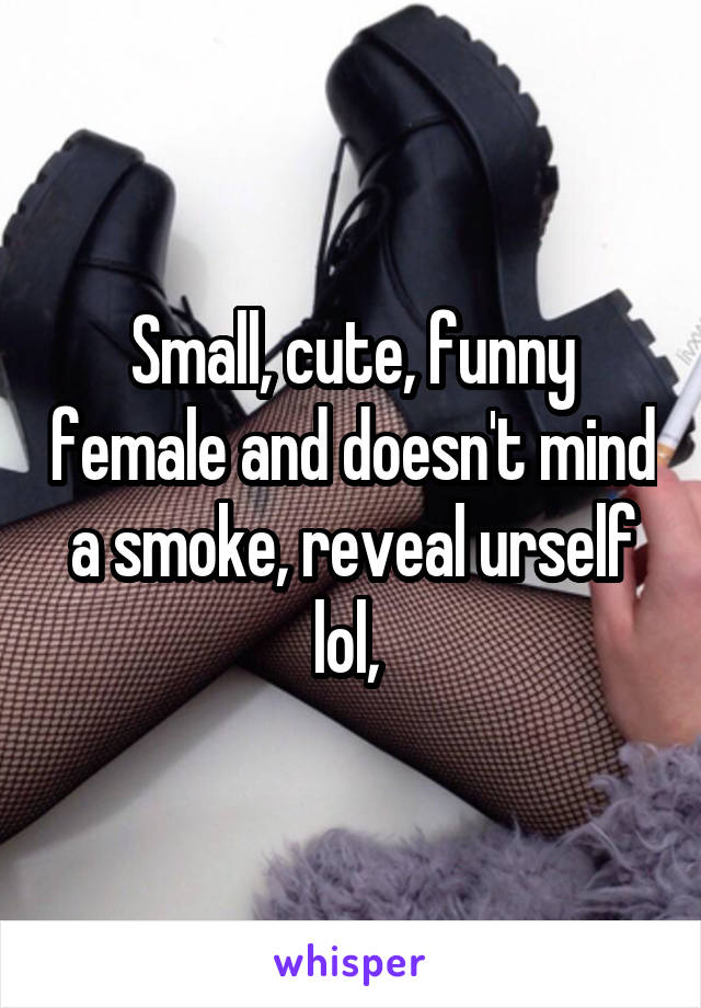 Small, cute, funny female and doesn't mind a smoke, reveal urself lol, 