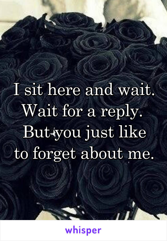 I sit here and wait. Wait for a reply. 
But you just like to forget about me.