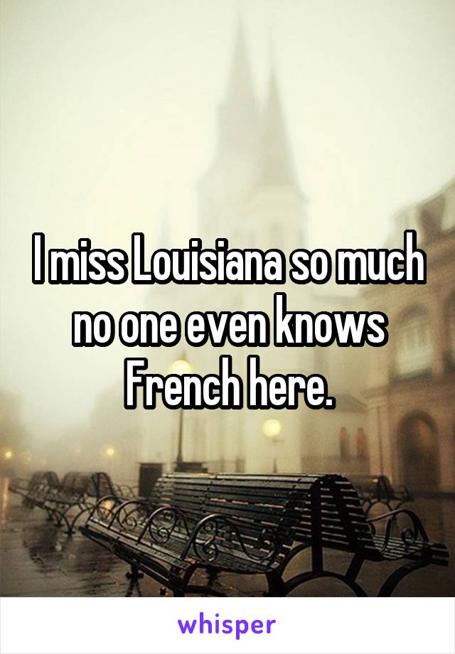 I miss Louisiana so much no one even knows French here.