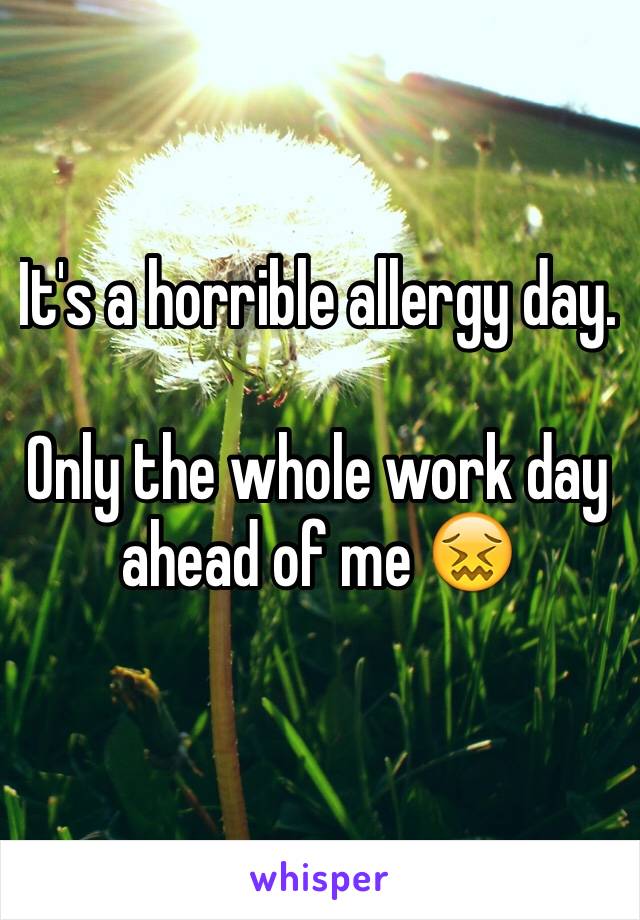 It's a horrible allergy day. 

Only the whole work day ahead of me 😖