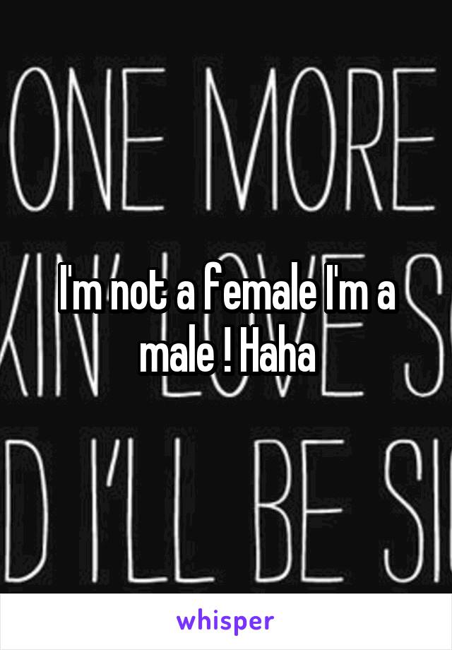 I'm not a female I'm a male ! Haha