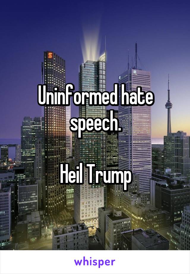 Uninformed hate speech.

Heil Trump