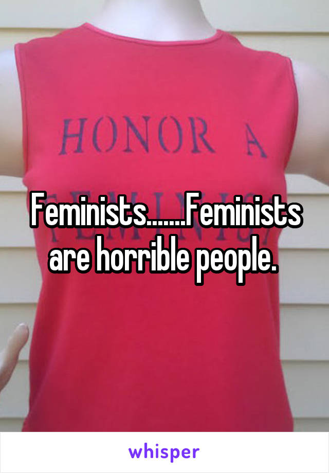 Feminists.......Feminists are horrible people. 