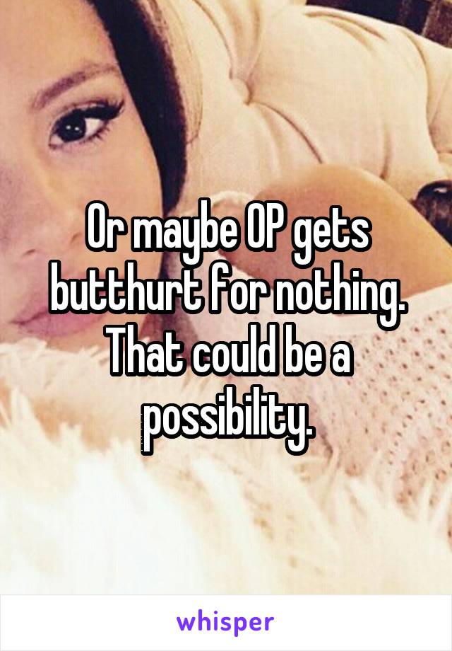 Or maybe OP gets butthurt for nothing. That could be a possibility.