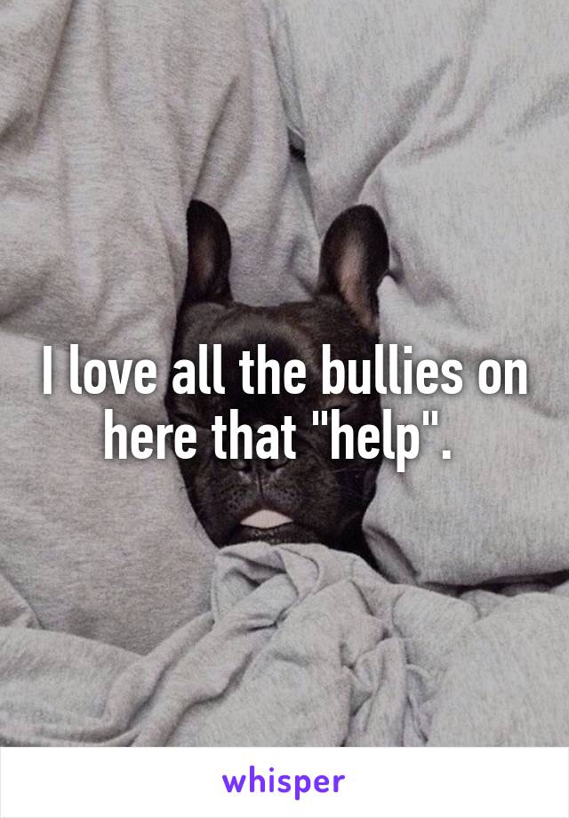 I love all the bullies on here that "help". 