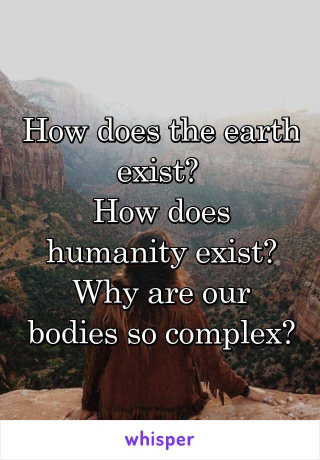 How does the earth exist? 
How does humanity exist?
Why are our bodies so complex?