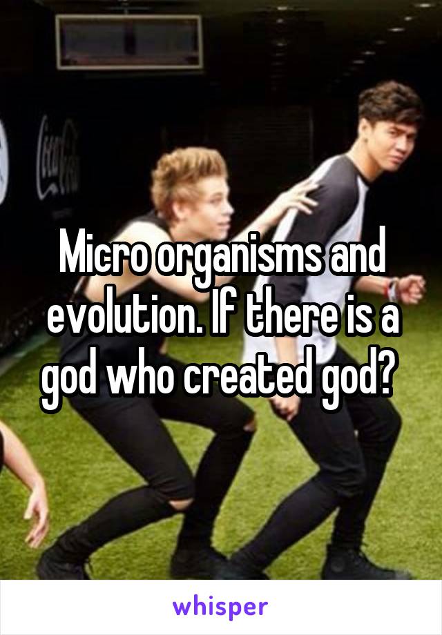 Micro organisms and evolution. If there is a god who created god? 