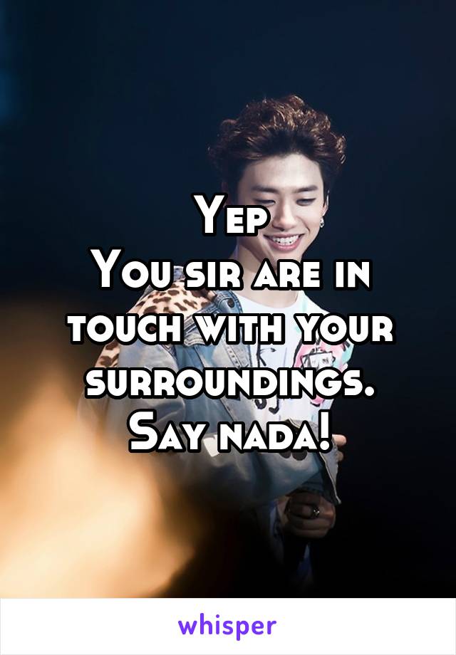 Yep
You sir are in touch with your surroundings.
Say nada!