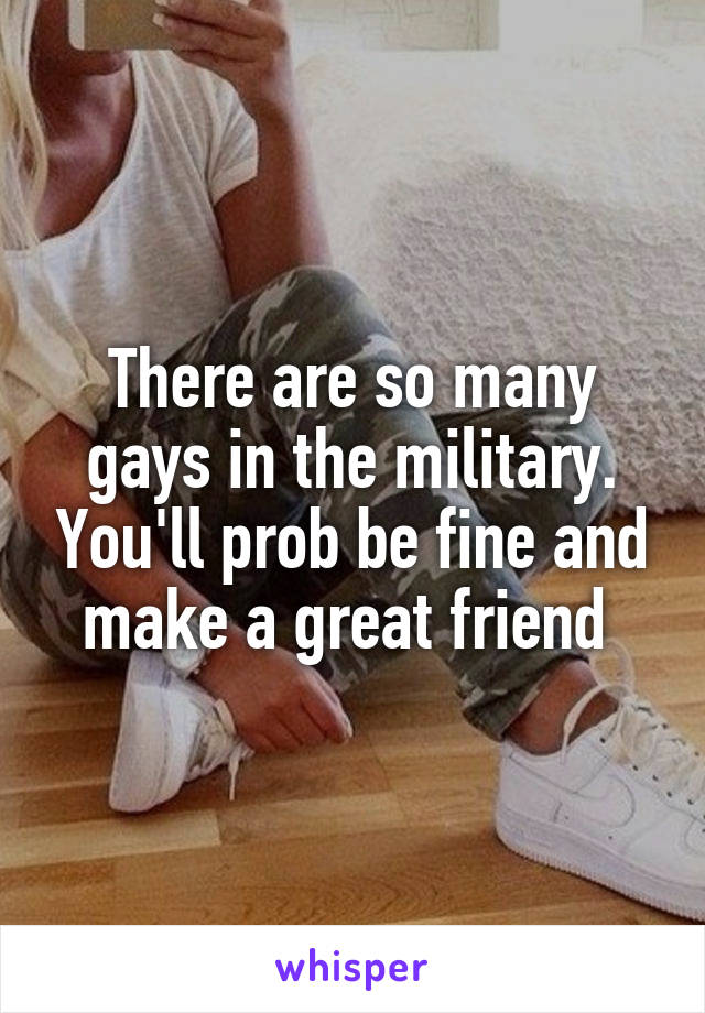 There are so many gays in the military. You'll prob be fine and make a great friend 