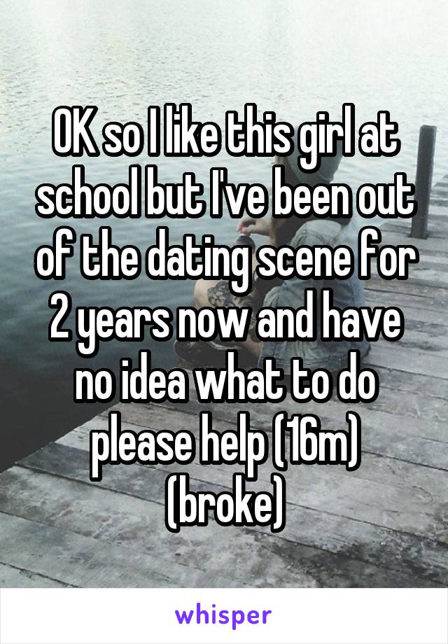 OK so I like this girl at school but I've been out of the dating scene for 2 years now and have no idea what to do please help (16m) (broke)