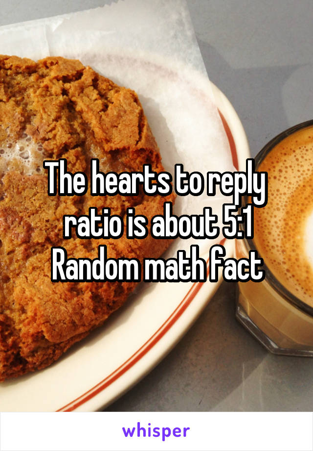 The hearts to reply  ratio is about 5:1
Random math fact