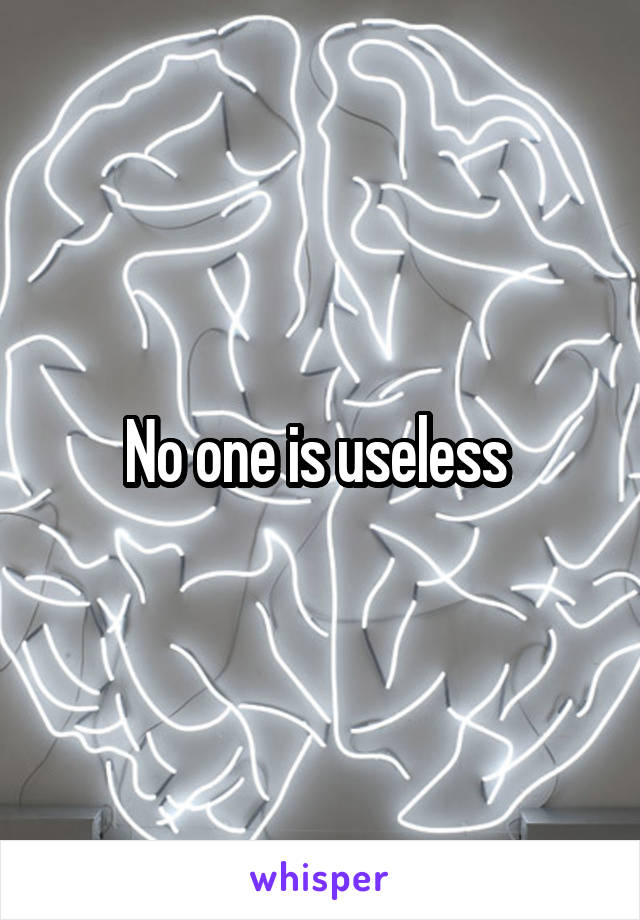 No one is useless 