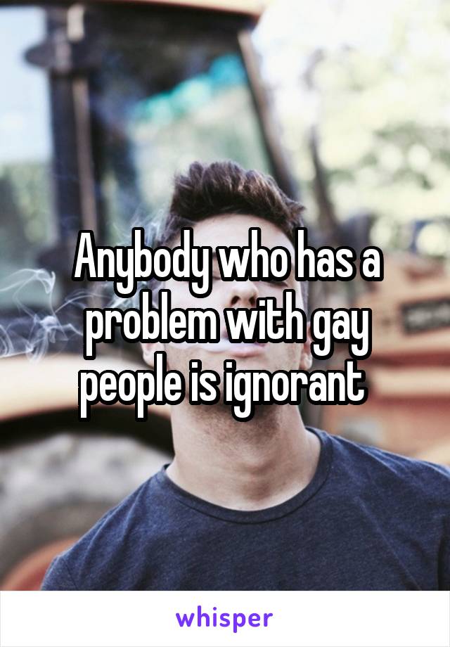 Anybody who has a problem with gay people is ignorant 