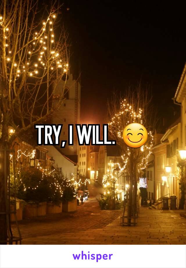 TRY, I WILL. 😊