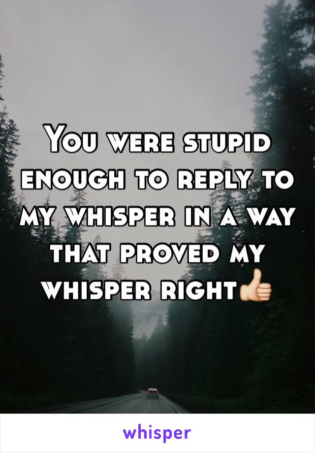 You were stupid enough to reply to my whisper in a way that proved my whisper right👍