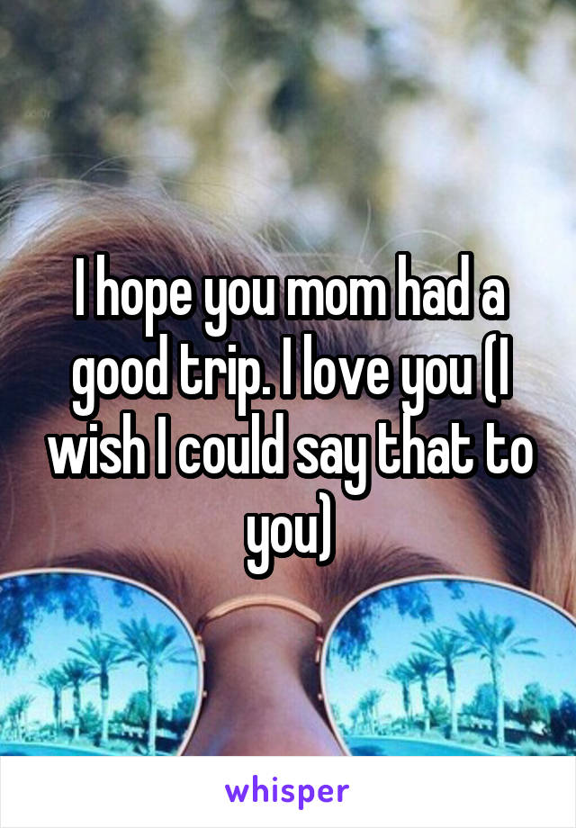 I hope you mom had a good trip. I love you (I wish I could say that to you)