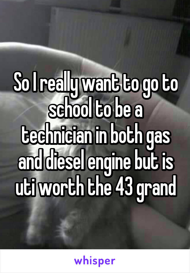 So I really want to go to school to be a technician in both gas and diesel engine but is uti worth the 43 grand