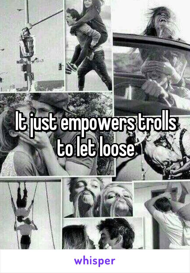 It just empowers trolls to let loose