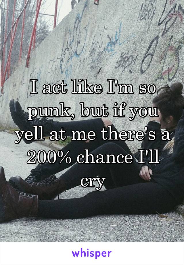 I act like I'm so punk, but if you yell at me there's a 200% chance I'll cry