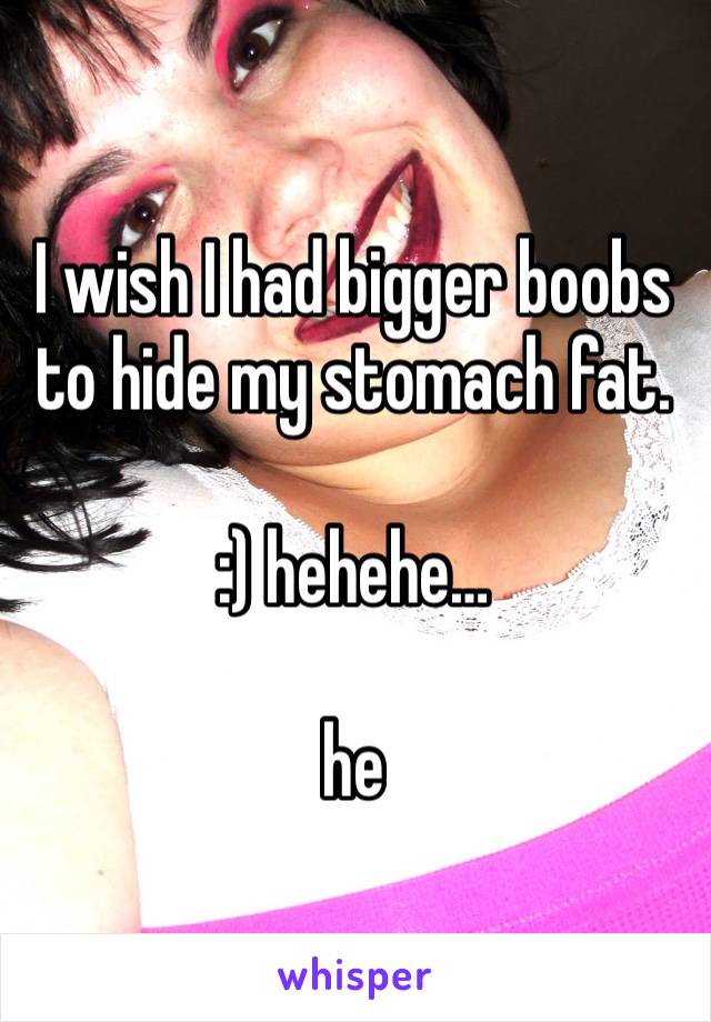 I wish I had bigger boobs to hide my stomach fat. 

:) hehehe…

he