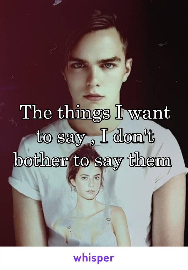 The things I want to say , I don't bother to say them 