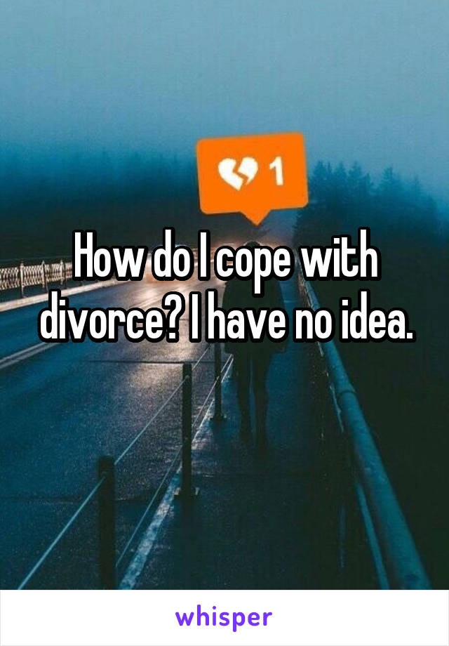 How do I cope with divorce? I have no idea.
