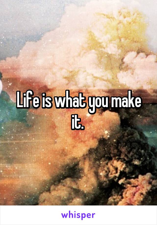 Life is what you make it. 