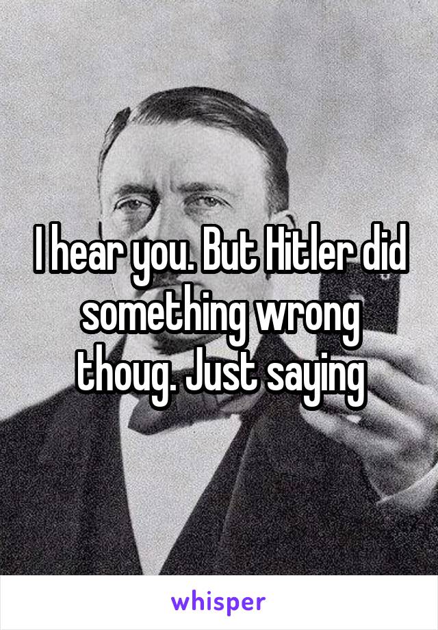 I hear you. But Hitler did something wrong thoug. Just saying