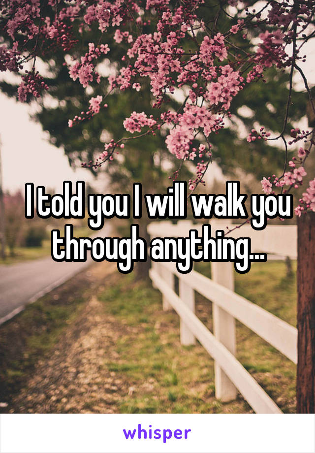 I told you I will walk you through anything...