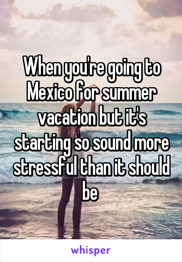 When you're going to Mexico for summer vacation but it's starting so sound more stressful than it should be 