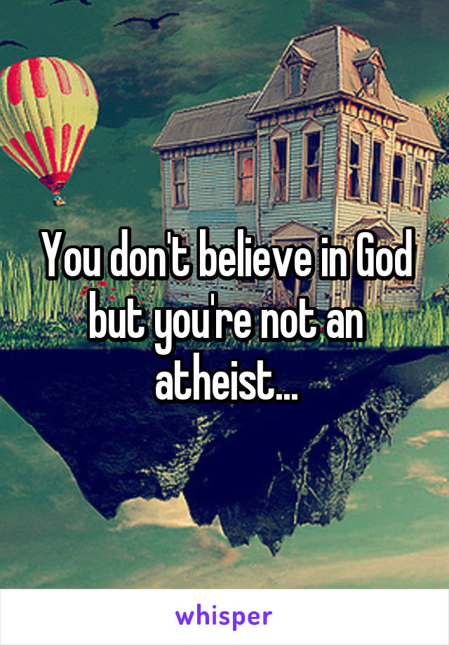 You don't believe in God but you're not an atheist...