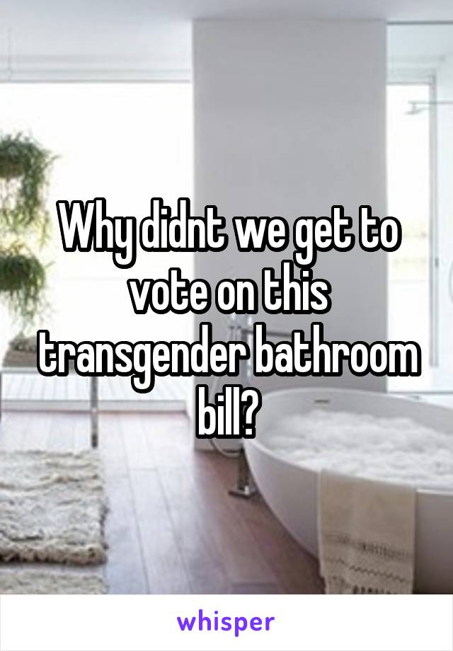 Why didnt we get to vote on this transgender bathroom bill?