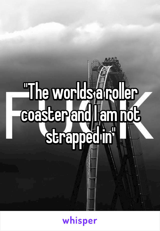 "The worlds a roller coaster and I am not strapped in"